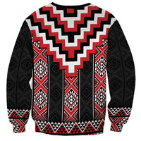 Red Taniko Aotearoa Sweatshirt Niho Taniwha Mix Poutama LT14 - Polynesian Pride
