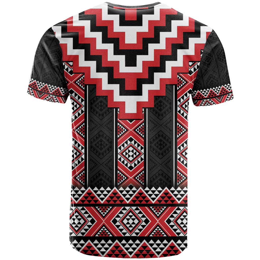 Red Taniko Aotearoa T Shirt Niho Taniwha Mix Poutama LT14 - Polynesian Pride