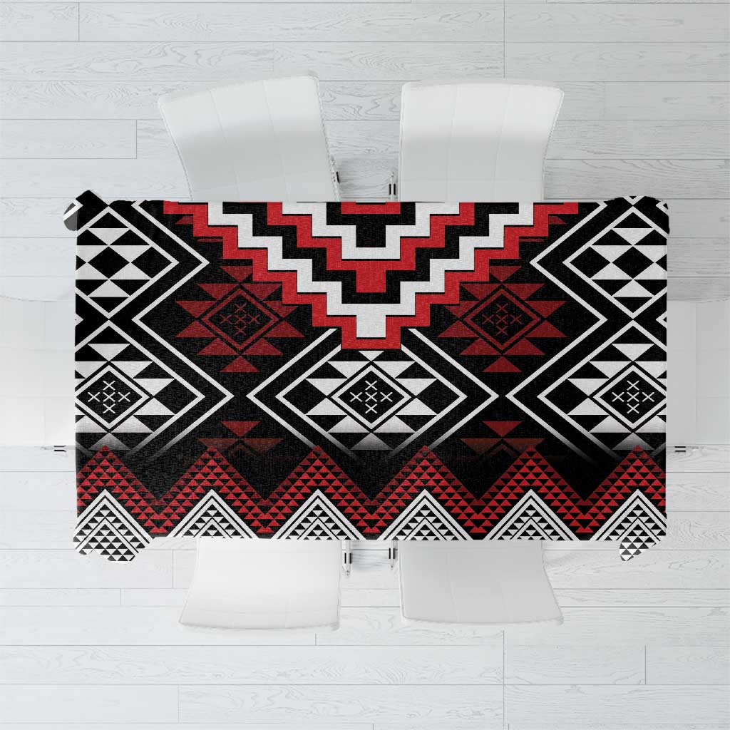 Red Taniko Aotearoa Tablecloth Niho Taniwha Mix Poutama