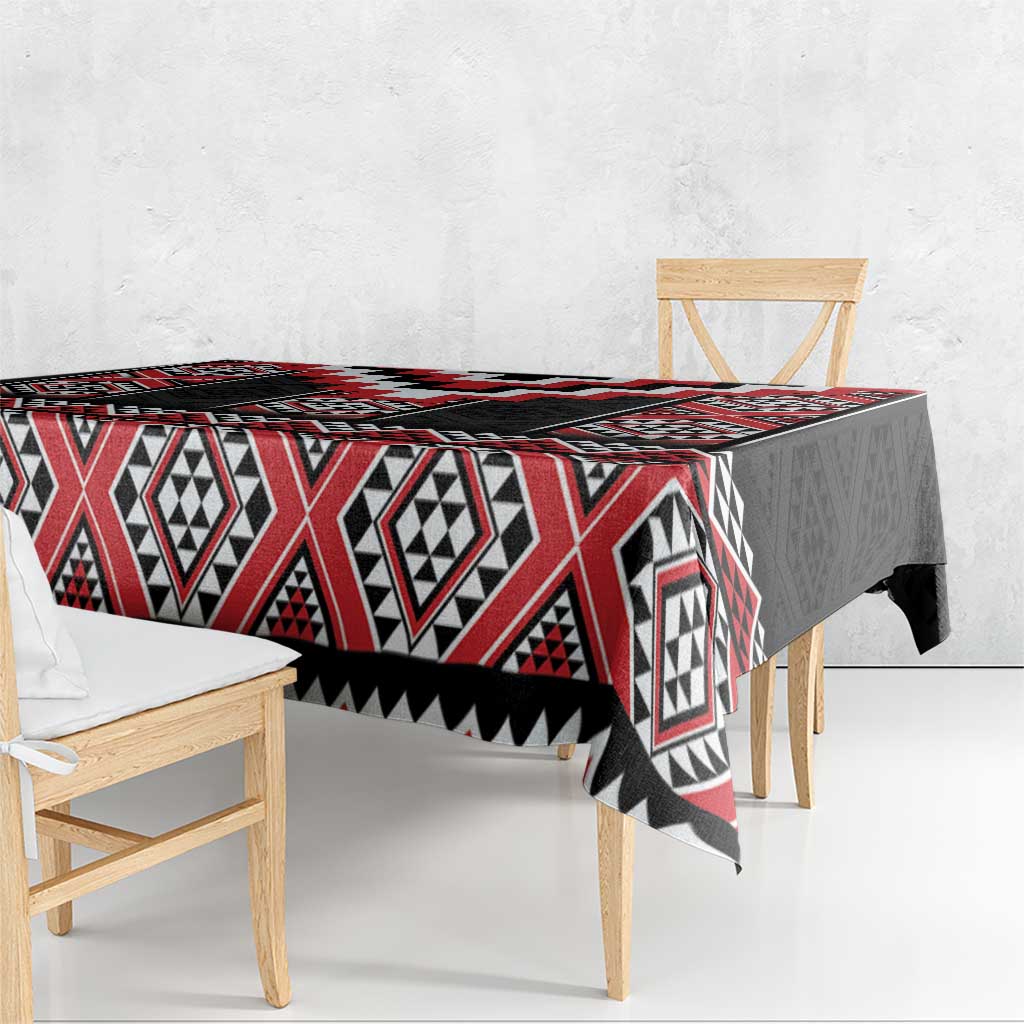 Red Taniko Aotearoa Tablecloth Niho Taniwha Mix Poutama LT14 - Polynesian Pride