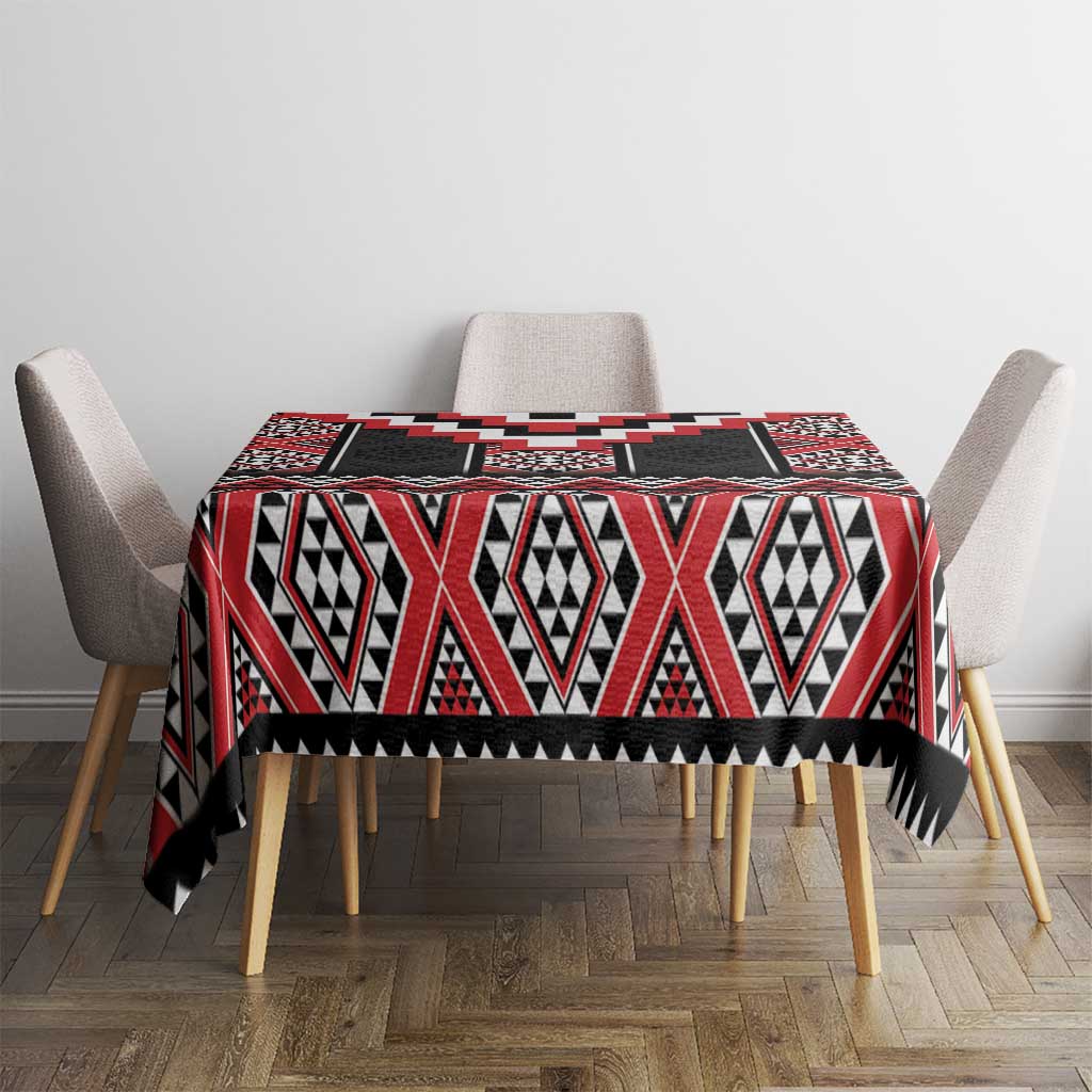 Red Taniko Aotearoa Tablecloth Niho Taniwha Mix Poutama LT14 - Polynesian Pride