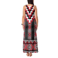 Red Taniko Aotearoa Tank Maxi Dress Niho Taniwha Mix Poutama LT14 - Polynesian Pride
