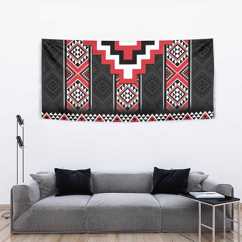 Red Taniko Aotearoa Tapestry Niho Taniwha Mix Poutama LT14