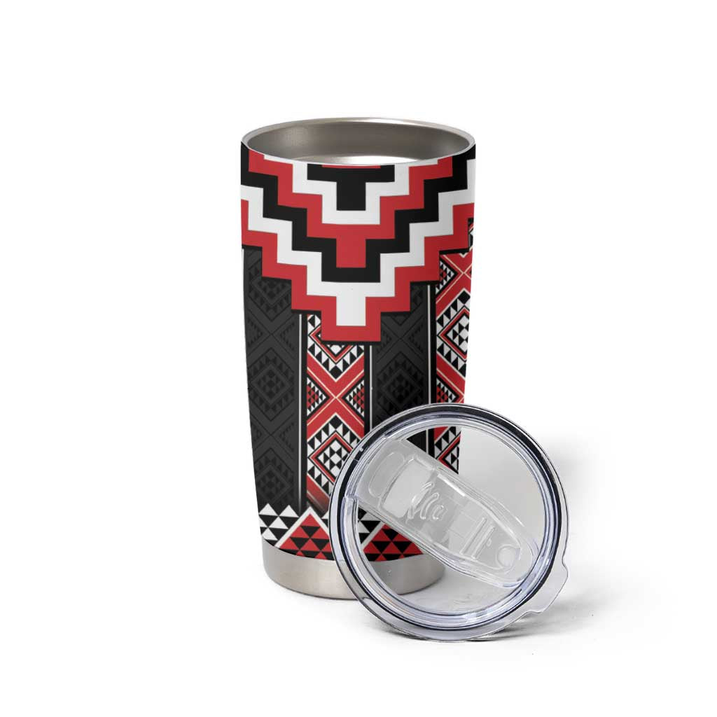 Red Taniko Aotearoa Tumbler Cup Niho Taniwha Mix Poutama LT14 - Polynesian Pride