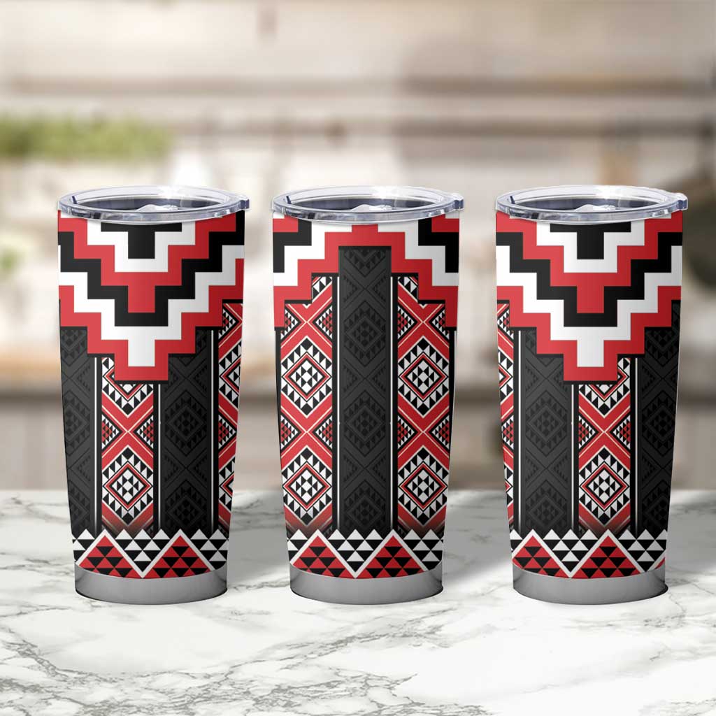 Red Taniko Aotearoa Tumbler Cup Niho Taniwha Mix Poutama LT14 - Polynesian Pride