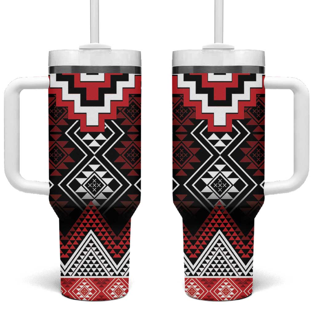 Red Taniko Aotearoa Tumbler With Handle Niho Taniwha Mix Poutama