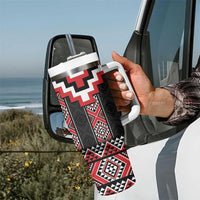 Red Taniko Aotearoa Tumbler With Handle Niho Taniwha Mix Poutama LT14 - Polynesian Pride