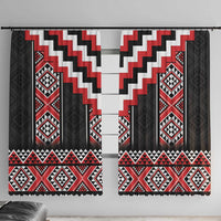 Red Taniko Aotearoa Window Curtain Niho Taniwha Mix Poutama LT14 With Hooks Red - Polynesian Pride