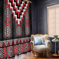 Red Taniko Aotearoa Window Curtain Niho Taniwha Mix Poutama LT14 - Polynesian Pride