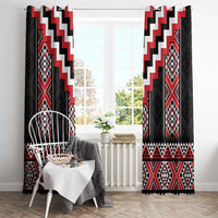 Red Taniko Aotearoa Window Curtain Niho Taniwha Mix Poutama LT14 - Polynesian Pride