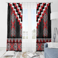 Red Taniko Aotearoa Window Curtain Niho Taniwha Mix Poutama LT14 - Polynesian Pride