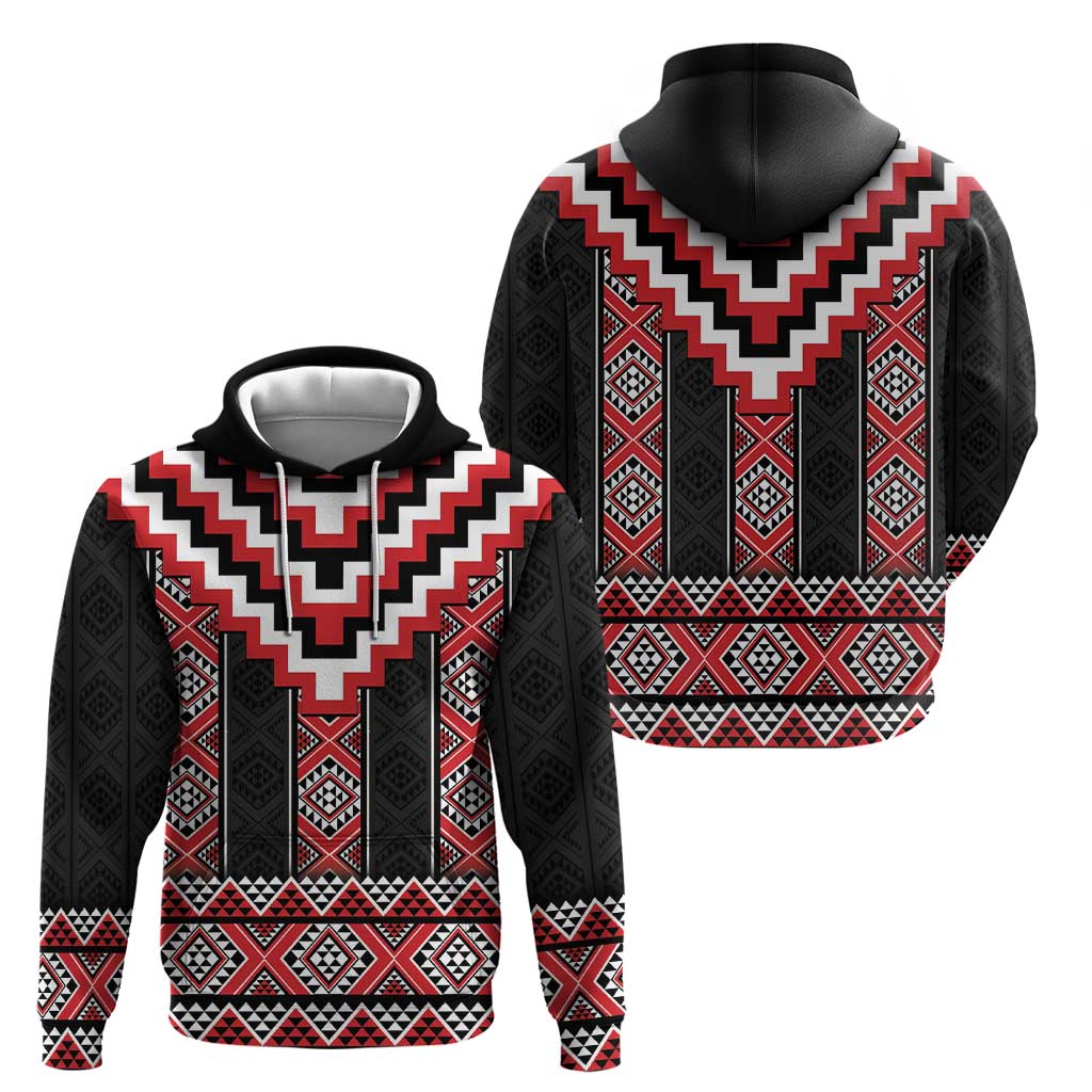 Red Taniko Aotearoa Zip Hoodie Niho Taniwha Mix Poutama LT14