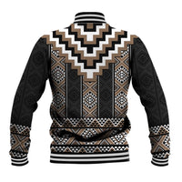 Brown Taniko Aotearoa Baseball Jacket Niho Taniwha Mix Poutama LT14 - Polynesian Pride