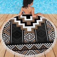 Brown Taniko Aotearoa Beach Blanket Niho Taniwha Mix Poutama LT14 - Polynesian Pride