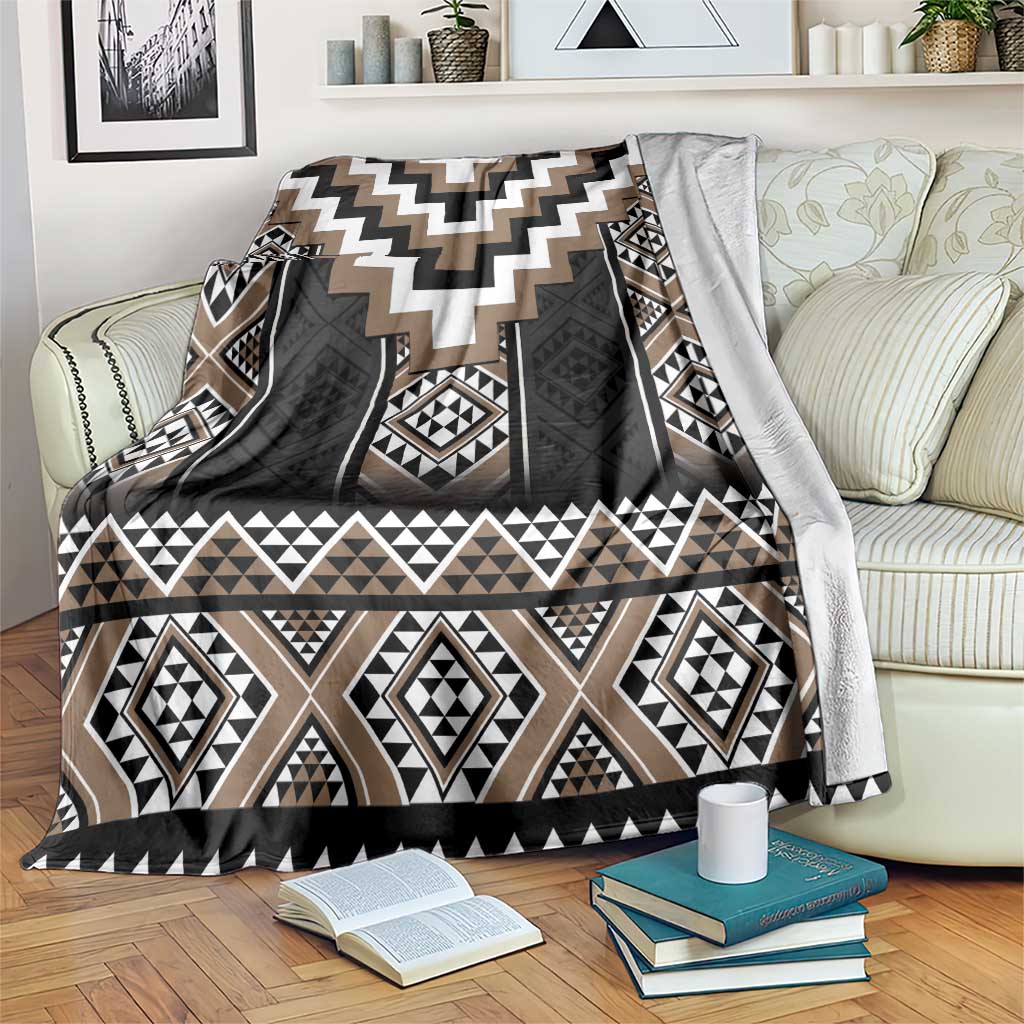 Brown Taniko Aotearoa Blanket Niho Taniwha Mix Poutama LT14 Brown - Polynesian Pride