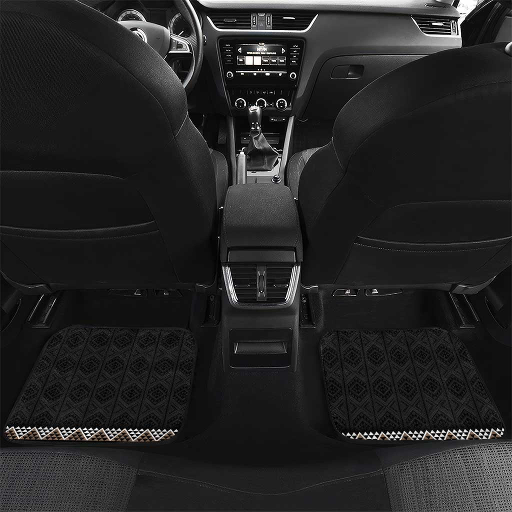 Brown Taniko Aotearoa Car Mats Niho Taniwha Mix Poutama LT14 Set 2pcs - Back Brown - Polynesian Pride