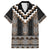 Brown Taniko Aotearoa Family Matching Off Shoulder Short Dress and Hawaiian Shirt Niho Taniwha Mix Poutama LT14