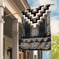 Brown Taniko Aotearoa Garden Flag Niho Taniwha Mix Poutama LT14 House Flag Brown - Polynesian Pride