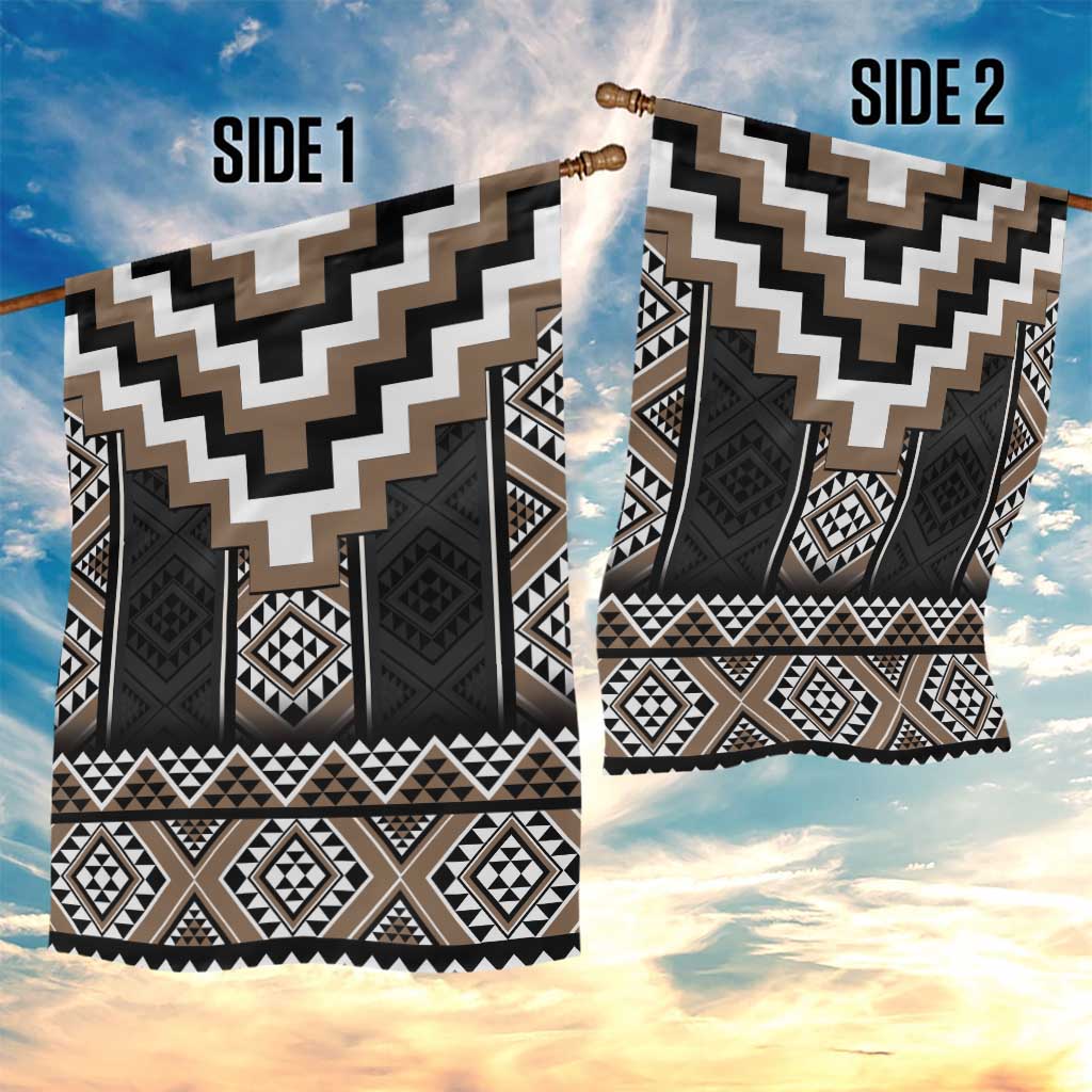 Brown Taniko Aotearoa Garden Flag Niho Taniwha Mix Poutama LT14 - Polynesian Pride