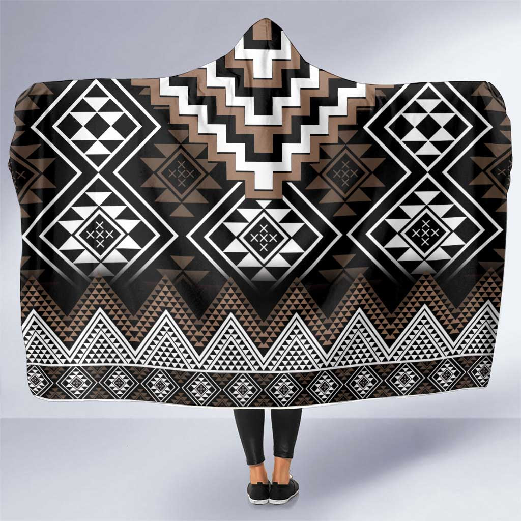 Brown Taniko Aotearoa Hooded Blanket Niho Taniwha Mix Poutama