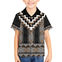 Brown Taniko Aotearoa Kid Hawaiian Shirt Niho Taniwha Mix Poutama LT14