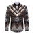 Brown Taniko Aotearoa Long Sleeve Button Shirt Niho Taniwha Mix Poutama