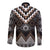 Brown Taniko Aotearoa Long Sleeve Button Shirt Niho Taniwha Mix Poutama