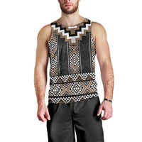 Brown Taniko Aotearoa Men Tank Top Niho Taniwha Mix Poutama LT14 - Polynesian Pride