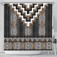 Brown Taniko Aotearoa Shower Curtain Niho Taniwha Mix Poutama LT14