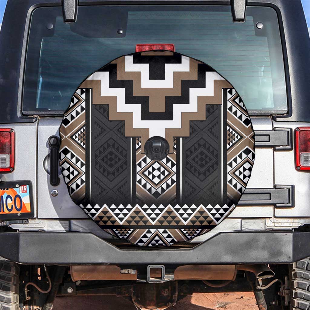 Brown Taniko Aotearoa Spare Tire Cover Niho Taniwha Mix Poutama LT14 Brown - Polynesian Pride