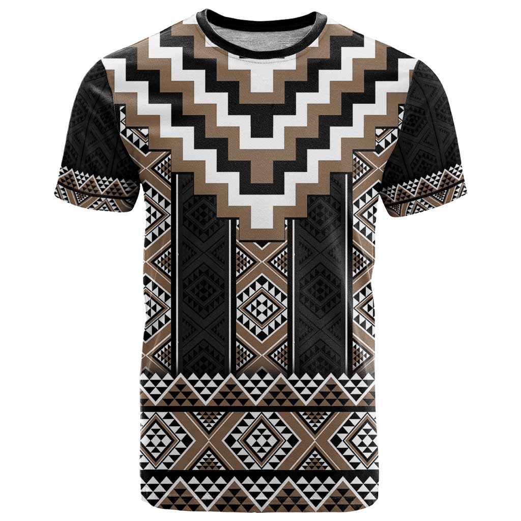 Brown Taniko Aotearoa T Shirt Niho Taniwha Mix Poutama