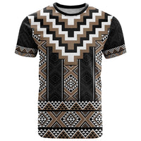 Brown Taniko Aotearoa T Shirt Niho Taniwha Mix Poutama LT14 Brown - Polynesian Pride