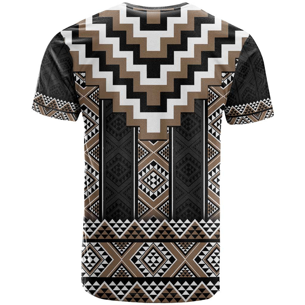 Brown Taniko Aotearoa T Shirt Niho Taniwha Mix Poutama LT14 - Polynesian Pride