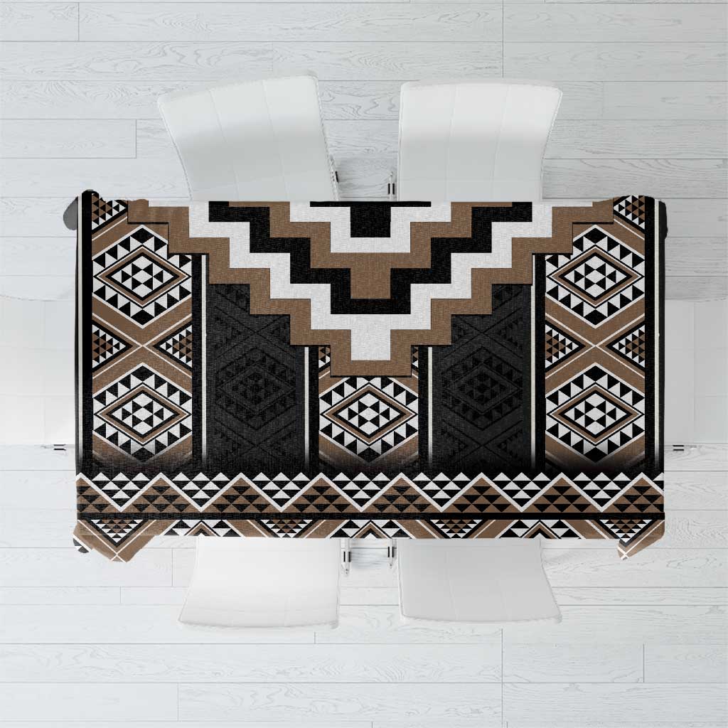 Brown Taniko Aotearoa Tablecloth Niho Taniwha Mix Poutama LT14 Brown - Polynesian Pride