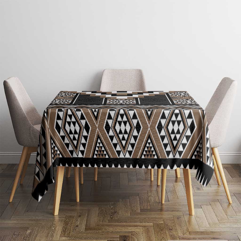 Brown Taniko Aotearoa Tablecloth Niho Taniwha Mix Poutama LT14 - Polynesian Pride