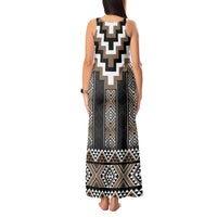 Brown Taniko Aotearoa Tank Maxi Dress Niho Taniwha Mix Poutama LT14 - Polynesian Pride