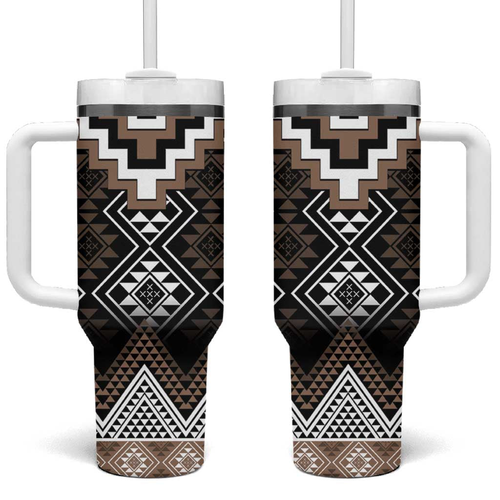 Brown Taniko Aotearoa Tumbler With Handle Niho Taniwha Mix Poutama