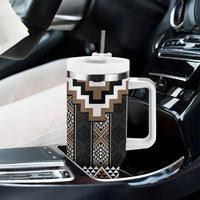 Brown Taniko Aotearoa Tumbler With Handle Niho Taniwha Mix Poutama LT14