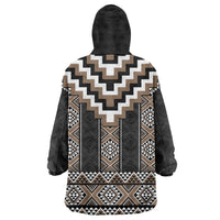 Brown Taniko Aotearoa Wearable Blanket Hoodie Niho Taniwha Mix Poutama LT14 - Polynesian Pride