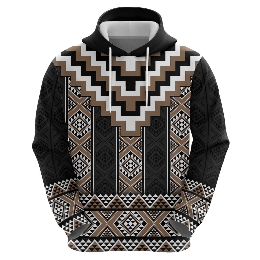 Brown Taniko Aotearoa Zip Hoodie Niho Taniwha Mix Poutama LT14