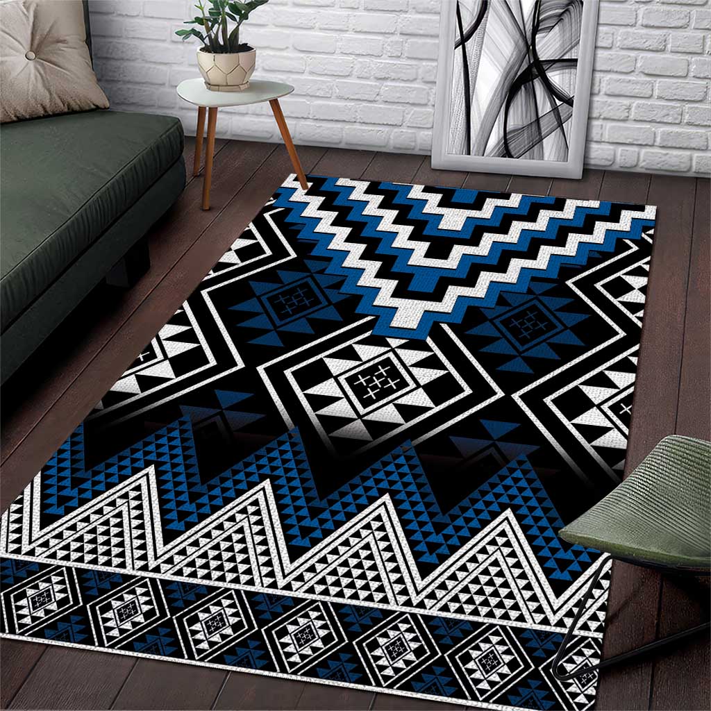 Blue Taniko Aotearoa Area Rug Niho Taniwha Mix Poutama