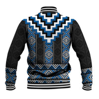 Blue Taniko Aotearoa Baseball Jacket Niho Taniwha Mix Poutama LT14 - Polynesian Pride