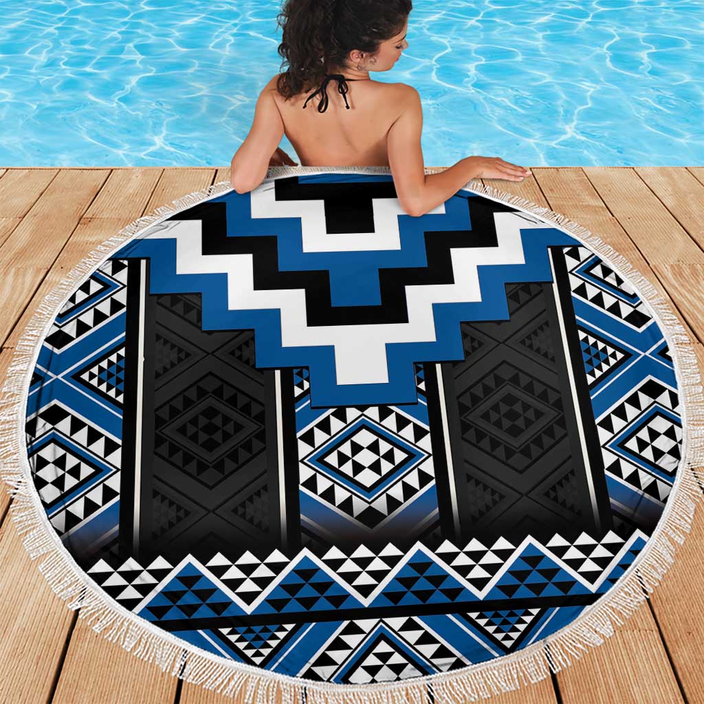 Blue Taniko Aotearoa Beach Blanket Niho Taniwha Mix Poutama LT14 - Polynesian Pride