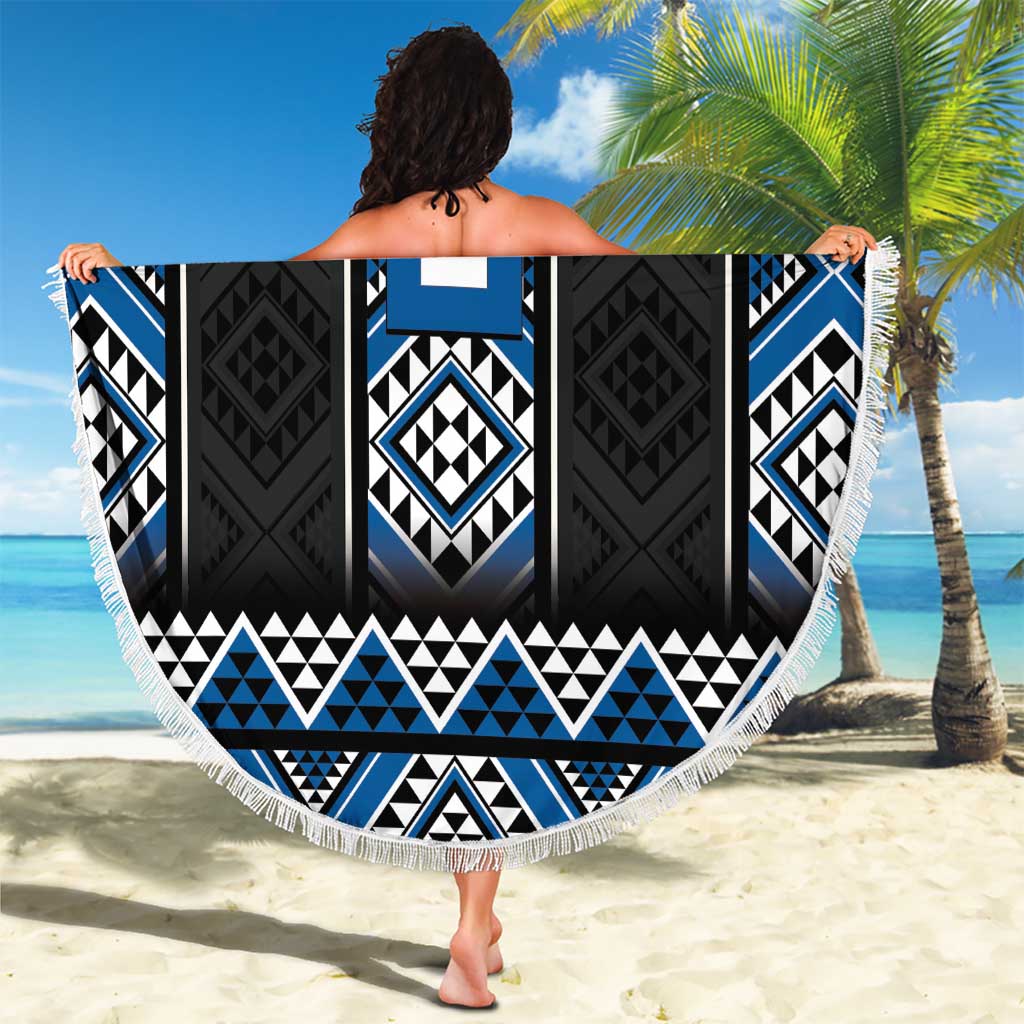 Blue Taniko Aotearoa Beach Blanket Niho Taniwha Mix Poutama LT14 - Polynesian Pride