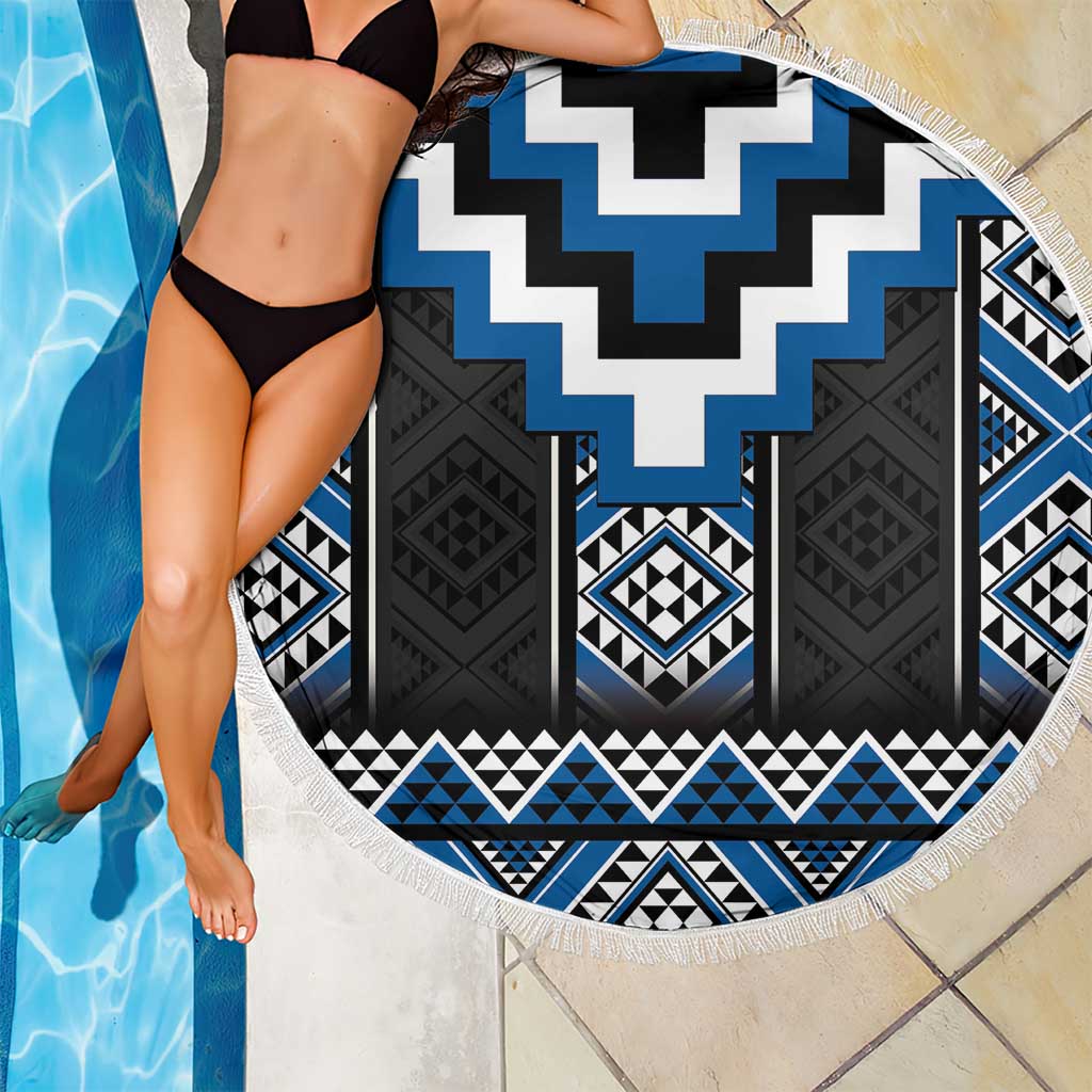 Blue Taniko Aotearoa Beach Blanket Niho Taniwha Mix Poutama LT14 - Polynesian Pride