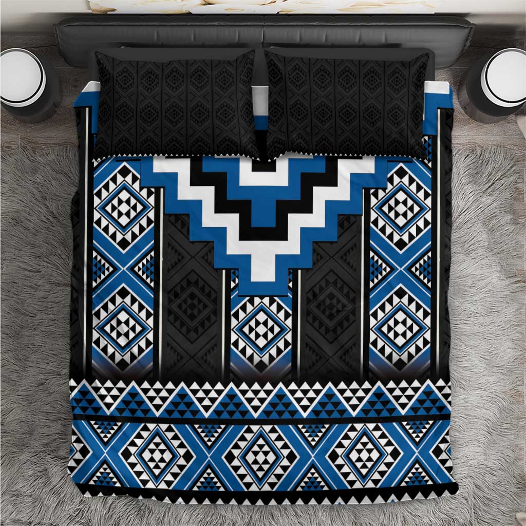 Blue Taniko Aotearoa Bedding Set Niho Taniwha Mix Poutama LT14