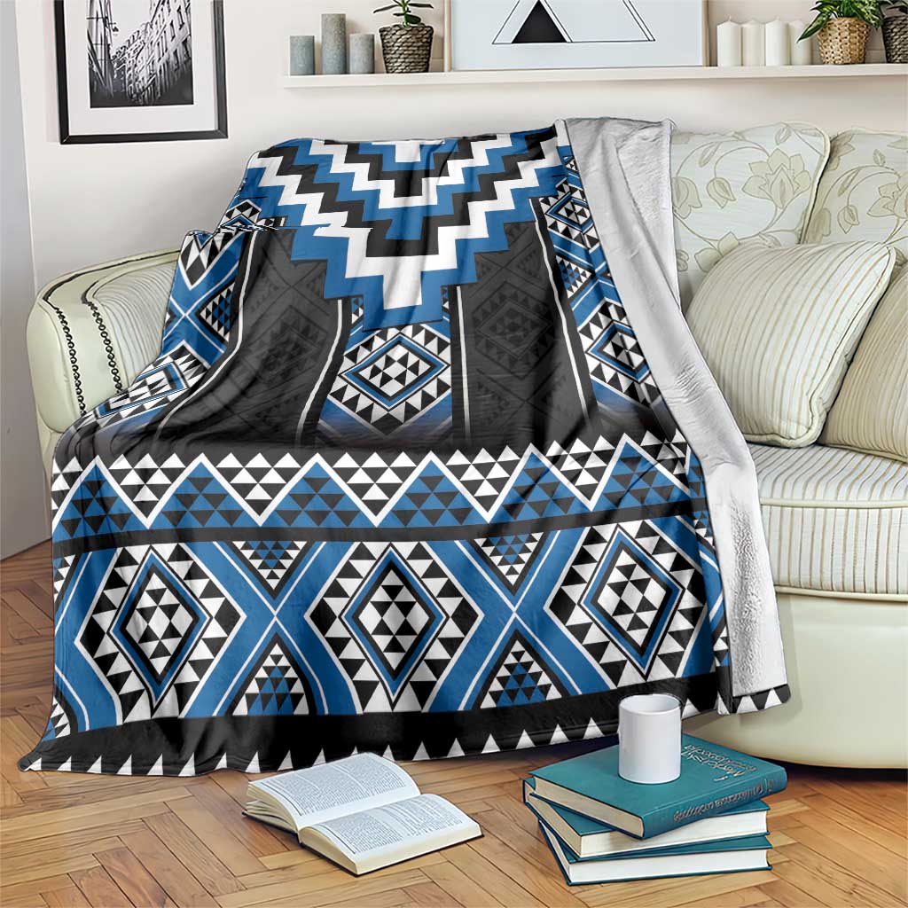 Blue Taniko Aotearoa Blanket Niho Taniwha Mix Poutama LT14 Blue - Polynesian Pride