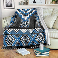 Blue Taniko Aotearoa Blanket Niho Taniwha Mix Poutama LT14 Blue - Polynesian Pride