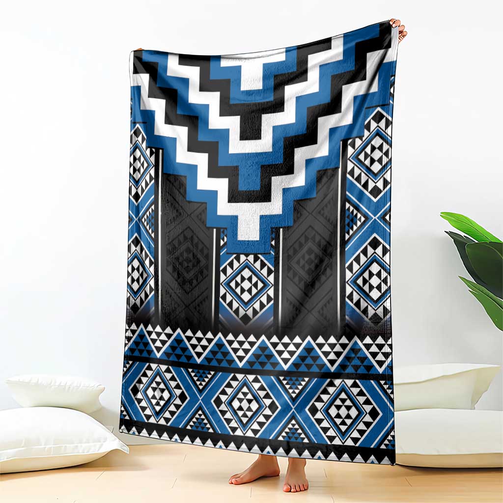 Blue Taniko Aotearoa Blanket Niho Taniwha Mix Poutama LT14 - Polynesian Pride