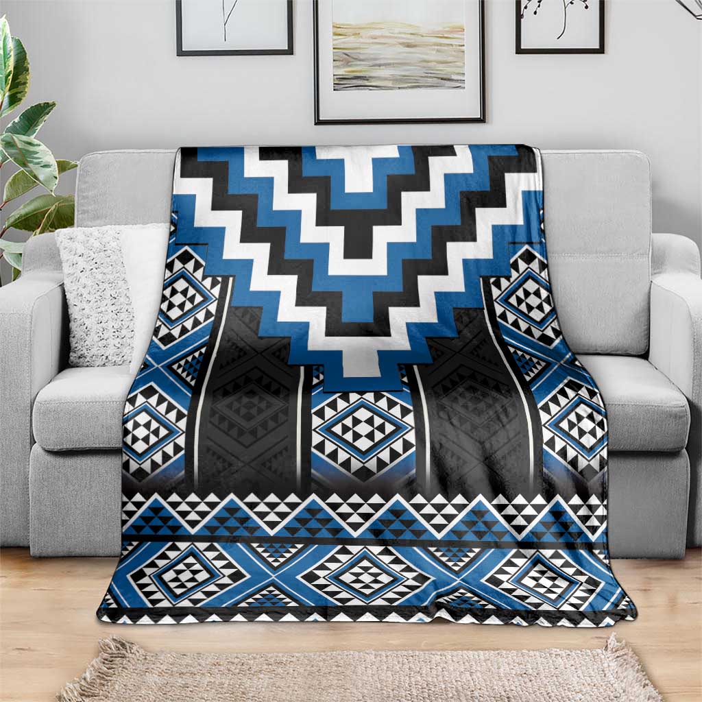Blue Taniko Aotearoa Blanket Niho Taniwha Mix Poutama LT14 - Polynesian Pride